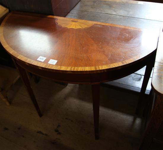 George III style satinwood banded D shaped side table(-)